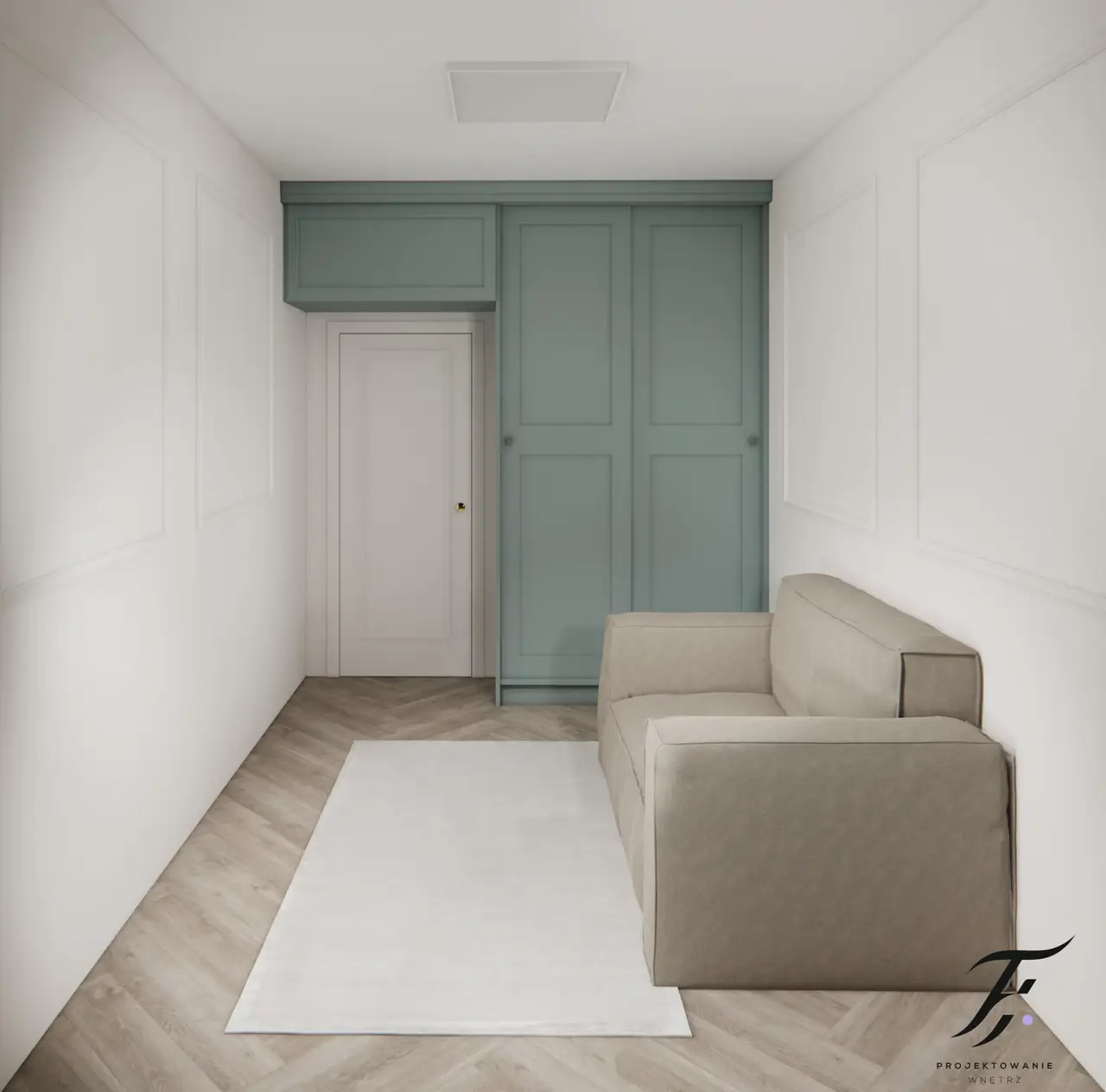 mały pokój przeznaczony na biblioteczkę, spanie dla gości 